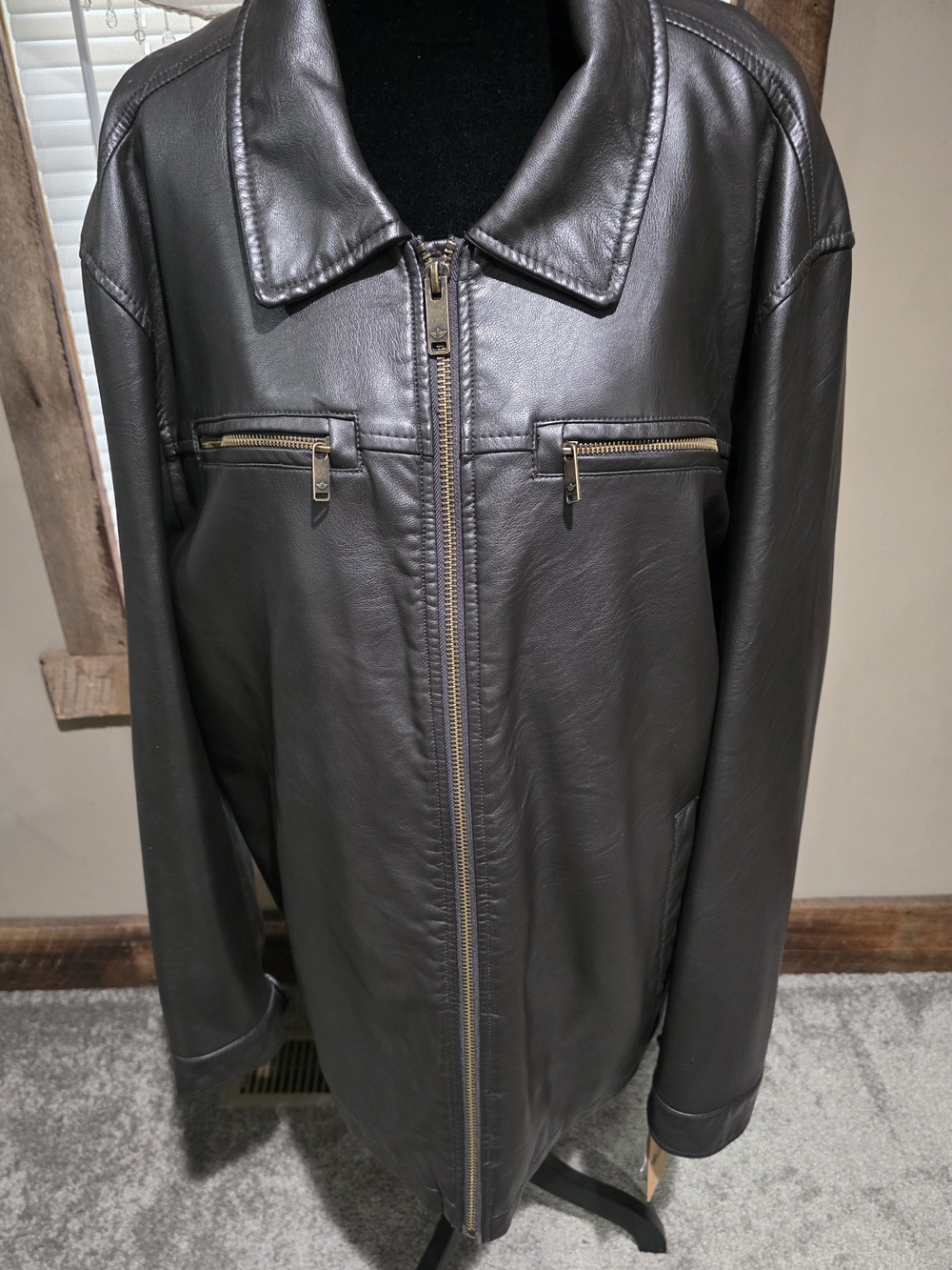 Dockers Brown Faux Leather Bomber Jacket